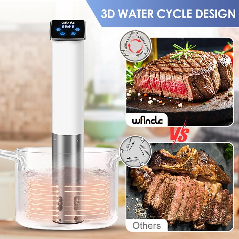 wancle Sous Vide Machines, 1100 Watts Sous-Vide Cooker Immersion Circulator, IPX7 Waterproof, Quiet, Easy to Use for Home Chefs - Image 4